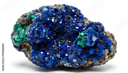 Stunning azurite and malachite mineral specimen with vibrant blue crystals and green accents