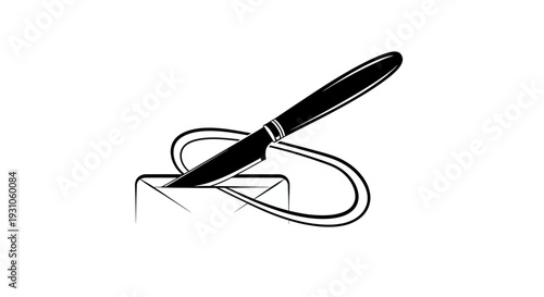 Opening Mail With Knife: Letter Opener Cuts Envelope, Unboxing Concept