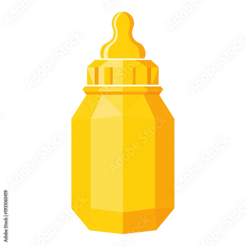 Golden Baby Bottle Icon Vector Illustration