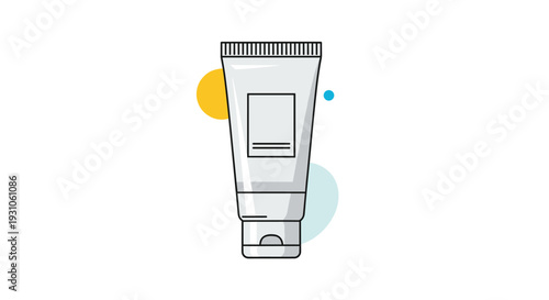 Clean graphic illustration of a white cosmetic tube for cream or lotion against a simple geometric background.