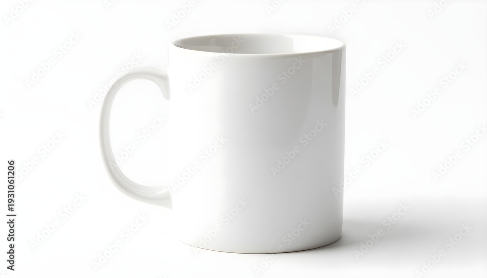 Obraz premium White ceramic coffee mug on white background isolated for branding and product mockups