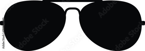 Black sunglasses icon isolated on light background, stylish eyewear symbol for fashion, summer, sun protection, modern accessory, minimalist vector illustration design