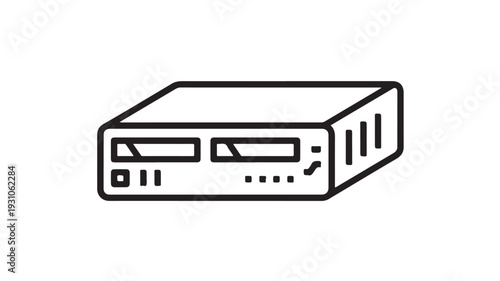External Hard Drive in Simple Line Art Style with Monochromatic Color on White Background for Technology Illustration