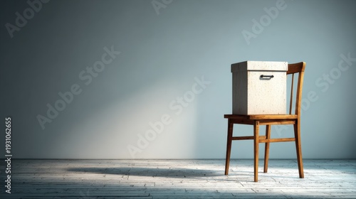 An Empty Box On A Wooden Chair