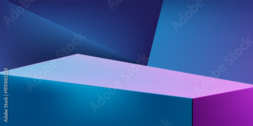 3d rendering of purple and blue abstract geometric background. Cyberpunk concept. Scene for advertising, technology, showcase, banner, cosmetic, fashion, business. Sci-Fi Illustration. Product display