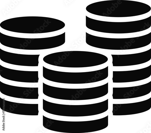 Database storage icon, server data stack symbol, cloud computing infrastructure concept, digital information management, technology system, flat design backend illustration