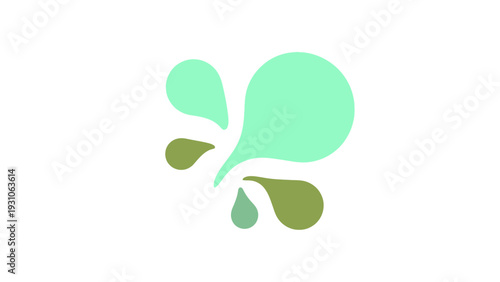 Abstract Green Shapes with Water Droplets.