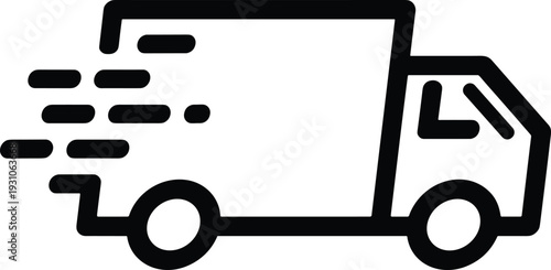 Delivery truck icon vector, fast shipping symbol, logistics transport concept illustration, courier service sign, minimal outline design, modern flat graphic