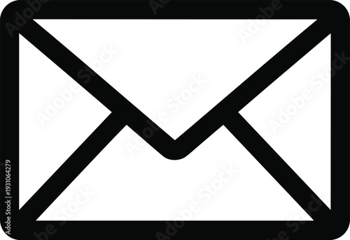 Envelope mail icon vector, email message symbol, communication concept illustration, inbox sign, minimal outline design, modern flat graphic isolated