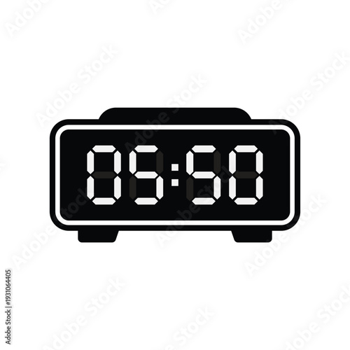 Black 05:50 digital clock flat design icon for morning alarms, early schedules, and minimalist stickers.