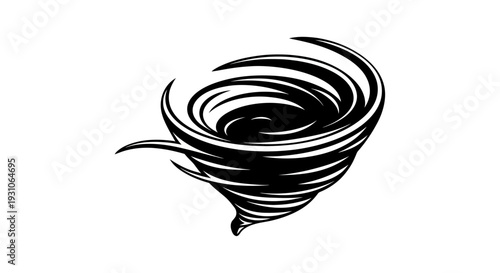 Black Tornado Swirl Illustration, Abstract Vortex, Natural Disaster Symbol