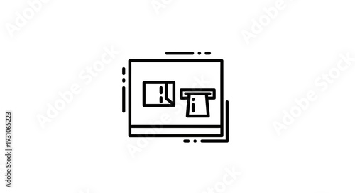 ATM machine icon with cash withdrawal and receipt symbols, financial transaction concept