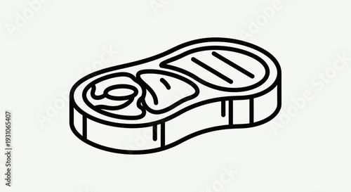 Raw Steak Icon - Minimalist Line Art of a Beef Cut