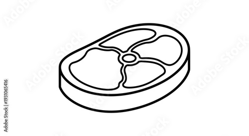 Raw Steak Icon, Meat Cut, Food Ingredient, Simple Outline Drawing
