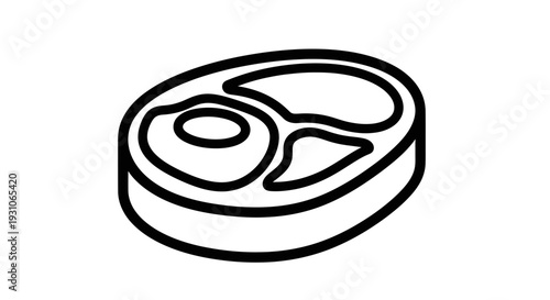 Raw Steak Icon, Meat Cut, Food Ingredient, Simple Outline Illustration