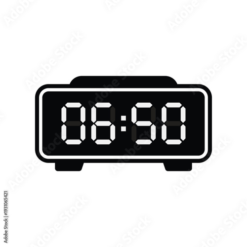 0650 black digital clock icon for ten-minute morning alerts and minimalist early bird scheduling stickers.