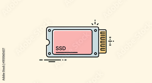 Solid State Drive SSD icon, computer hardware storage technology, digital data storage concept