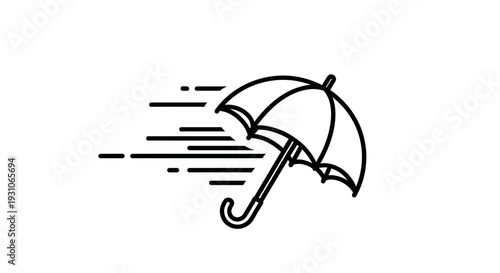 Speedy Umbrella Icon with Motion Lines