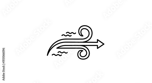 Wind blowing icon, air current symbol, weather forecast, strong wind, isolated vector illustration