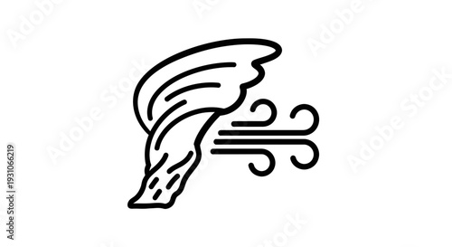 Windy Weather Icon: Blowing Wind and Feather Symbol
