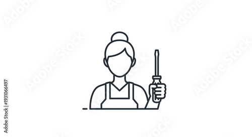 Woman holding screwdriver, DIY, repair, construction, female worker, illustration