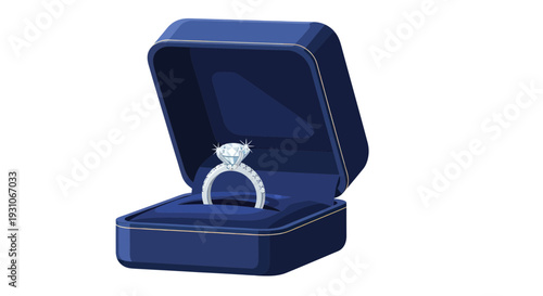 Diamond Engagement Ring in Blue Velvet Box
