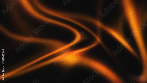 Φωτογραφία Warm orange and gold glowing abstract fluid waves on dark black background with