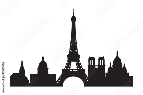 Paris city skyline silhouette with Eiffel Tower vector illustration