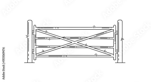 Wooden Farm Gate with Cross Bracing, Rustic Rural Entrance, Countryside Barrier
