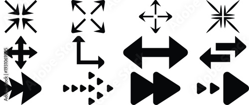 Arrow icon set. Halftone Arrow. Cursor. Black vector arrows icons. Collection different arrows sign. Modern simple arrows. Black arrow pointing to the right 