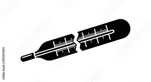 Crisis of health: A shattered medical thermometer symbolizing broken measurement and health issues