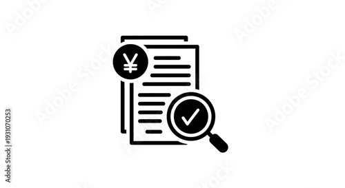 Comprehensive financial document review icon illustrating auditing and expense verification