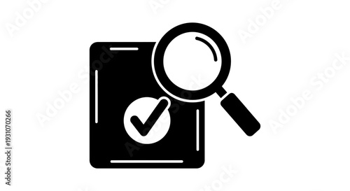 Comprehensive document examination and approval process icon for data verification