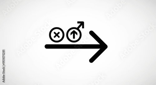 Conceptual illustration of male progress and directional movement towards a specific objective