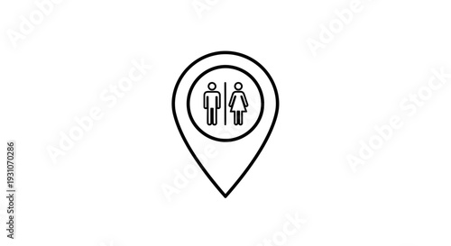 Clear navigation icon indicating public restroom location for travelers and visitors seeking