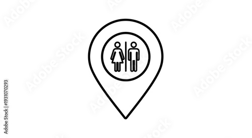 Digital map pin indicating a convenient public restroom location for all genders