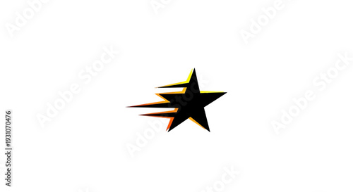 Dynamic black star with vibrant motion trails on white background, symbolizing speed and achievement