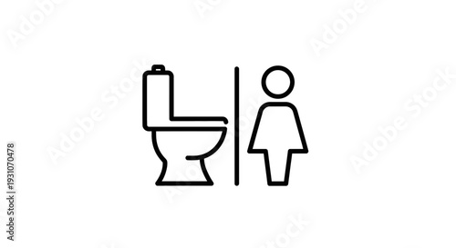 Universal graphic representation of a public washroom for female visitors, ensuring clear navigation