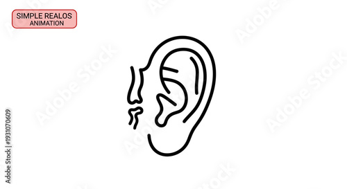 Minimalist human ear outline illustration portraying the intricate anatomy of the auditory organ