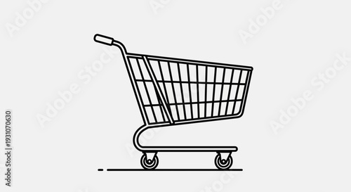 Modern minimalist shopping cart icon for digital commerce and retail transactions