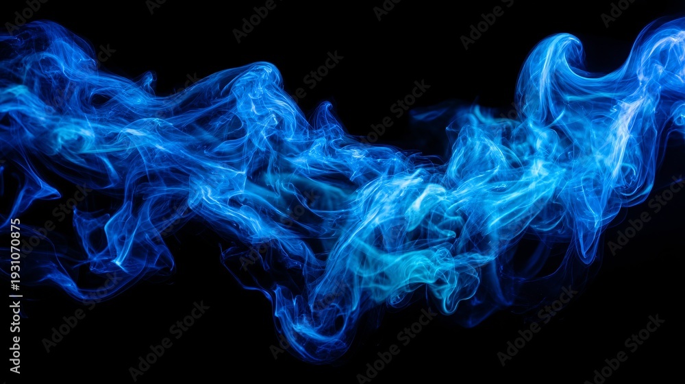 Fototapeta premium Abstract Blue Smoke on Black Background