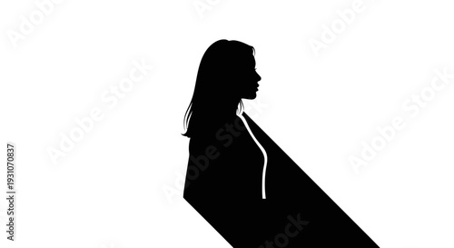 Abstract silhouette of a woman in profile with contrasting black and white visual design