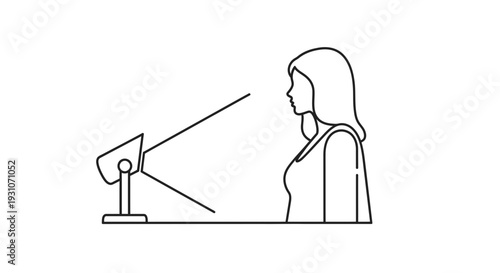 Facial scanning technology concept depicting a woman being analyzed by a futuristic device for