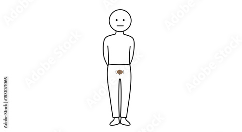 Minimalist stick figure illustration depicting a pubic louse infestation, symbolizing health