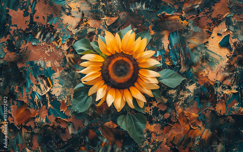 Blooming Sunflower Close-Up with Yellow Petals