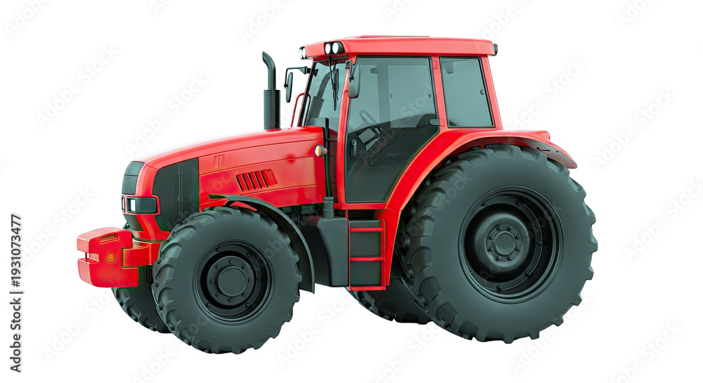 Obraz premium Red Tractor on White Background