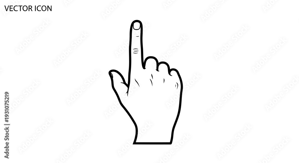 Obraz premium Graphic vector illustration depicting an upward-pointing index finger, symbolizing selection and