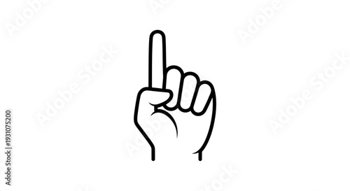 Minimalist outline drawing of a human hand pointing one finger upwards, symbolizing importance or