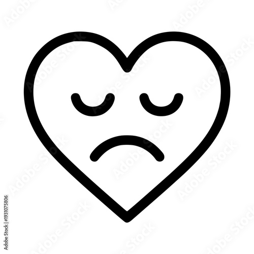Sad heart emoticon with closed eyes and frowning mouth