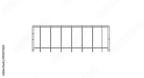 Minimalist vector outline illustration depicting a contemporary modular barrier system or sleek